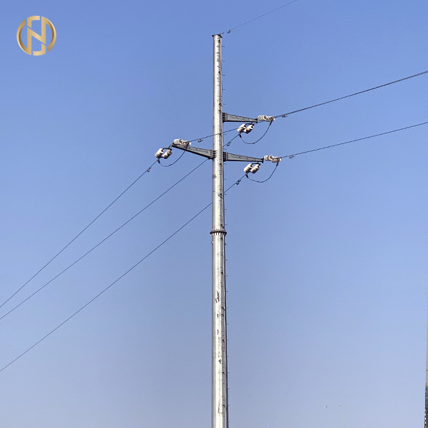 Quality 138KV Double Circuit Power Line Pole 30-60 Degree With Baseplate And M48 Anchor for sale