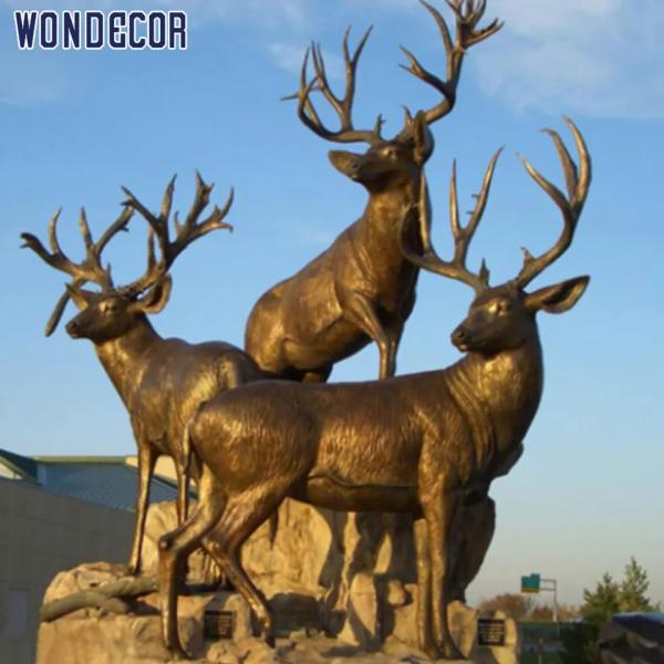 Quality WONDERS Animal Bronze Sculpture Life Size Bronze Deer Statue for sale