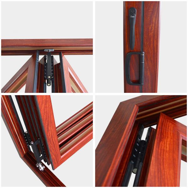 Quality Wood Grain Aluminum Folding Doors Fiberglass Non Thermal Break for sale