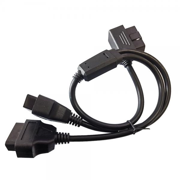 Quality Extension Data OBD2 Y Cable Elbows 16 Pin 1 Male To 2 Female for sale
