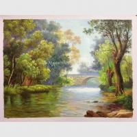 China Abstract Original Oil Landscape Paintings / Oak Green Tree Oil Painting On Canvas factory