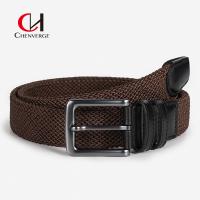 China Woven High End Head Layer Cowhide Elastic Belt Leisure Sports Canvas Belt For Men factory