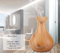 China Wood Grain Essential Oil Diffuser 400ml Ultrasonic Air Humidifier with 7Color Changing LED Lights factory