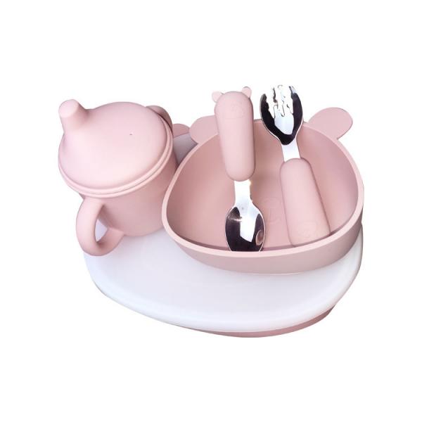 Quality Bear Shape Silicone Baby Feeding Set 6Pcs BPA Free Suction Bowl With Lid for sale