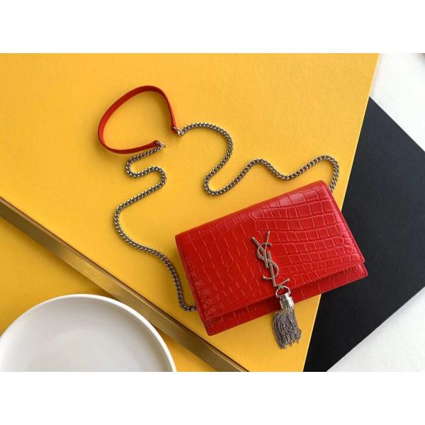 Quality Medium Kate Tassel Red YSL Saint Laurent Woc Zipper Closure for sale