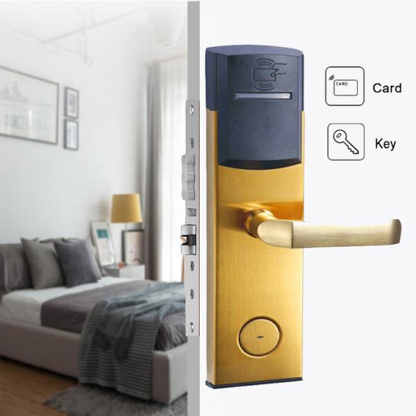Quality FCC Hotel Key Card Lock 285×77mm Room SUS304 Anti Rust Golden Color for sale