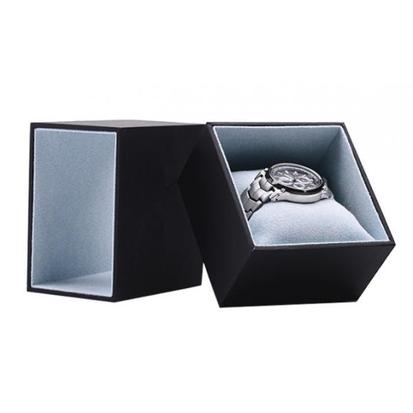 Quality Custom Black Single Watch Box Rectangle Silk Pillow Inside Screen Printing for sale