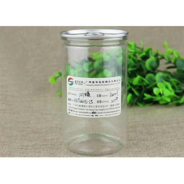 Quality Transparent Clear Plastic PET Easy Open Cans Food Grade Canned Cylinder for sale