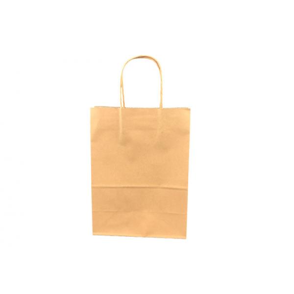 Quality Recycled Brown Kraft Paper Bags For Take Away Food With Handles Foil Stamping for sale