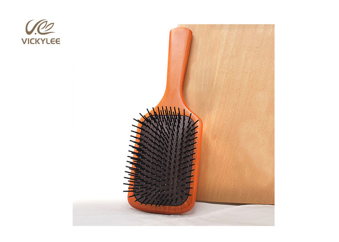 China Oval Shape Wooden Handle 3 Inch Paddle Brush For Curly Hair factory