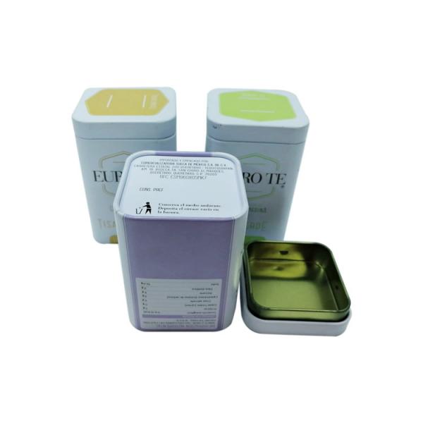 Quality Mini Square Metal Tea Caddy Tin With Plug Lid Tea Tin Packaging for sale