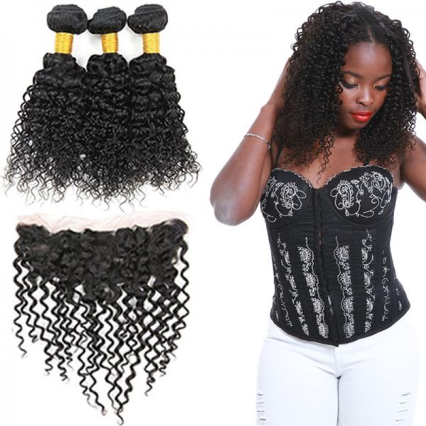 Quality 100 Unprocessed Virgin Malaysian Hair 3 Bundles Water Wave With Lace Frontal for sale