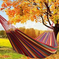 China Durable 200x80cm Outdoor Camping Hammock Comfortable Fabric Stripe Style factory