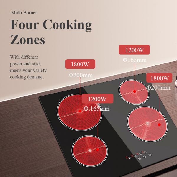 Quality Digital Display Electric Touch Control Ceramic Hob Stove Top 230V 4 Burner for sale