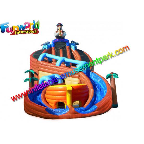 Quality Shipwreck Pirate Outdoor Inflatable Water Slides  , Inflatable Water Pool Slides With Tree for sale