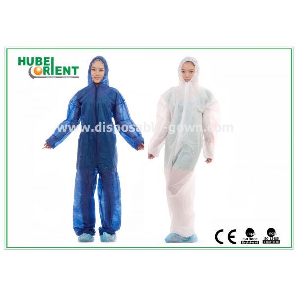 Quality Anti-Dust Anti-Bacterial Hooded Disposable Protective Coverall With Elastic Wrist/Ankle/Waist And Feet Cover for sale