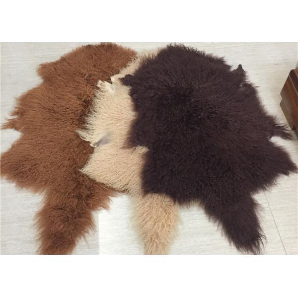 Quality 2 * 4 Feet Home Upholstery Mongolian Lamb Throw Blanket With Hide Pelt for sale