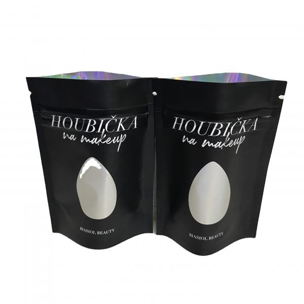 Quality Gravure Printing Custom Stand Up Pouch Holographic Foil Beauty Sponge Packaging for sale