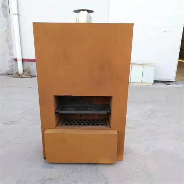 Quality Custom Outdoor Freestanding Wood Burning Corten Steel Fireplace With Wood for sale