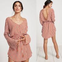 Quality Summer Wholesale Design Striped Long Sleeve Casual Woman Dress for sale