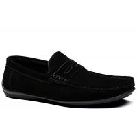 Quality Summer Suede Loafers Mens Leather Moccasins Shoes , Mens Black Slip On Dress for sale