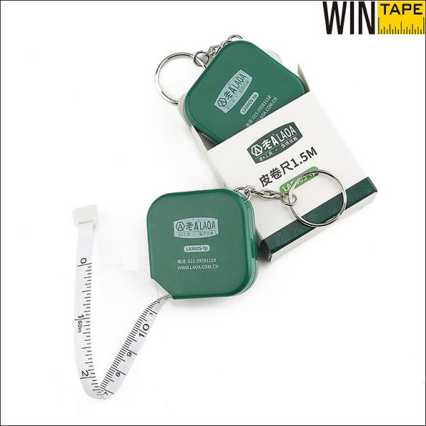 Quality Fiberglass Keyring Tape Measure , Customized Measuring Tape With Button Control for sale