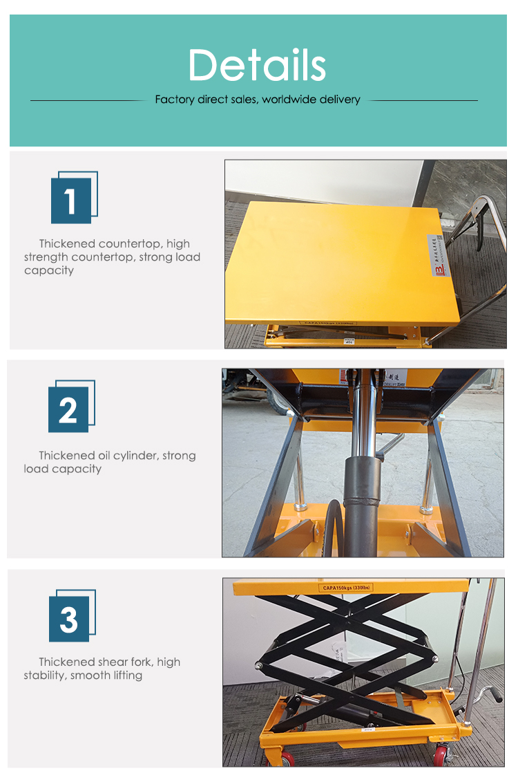 lifting platform hand hydraulic lift table mini trolley double scissors load goods transport machine