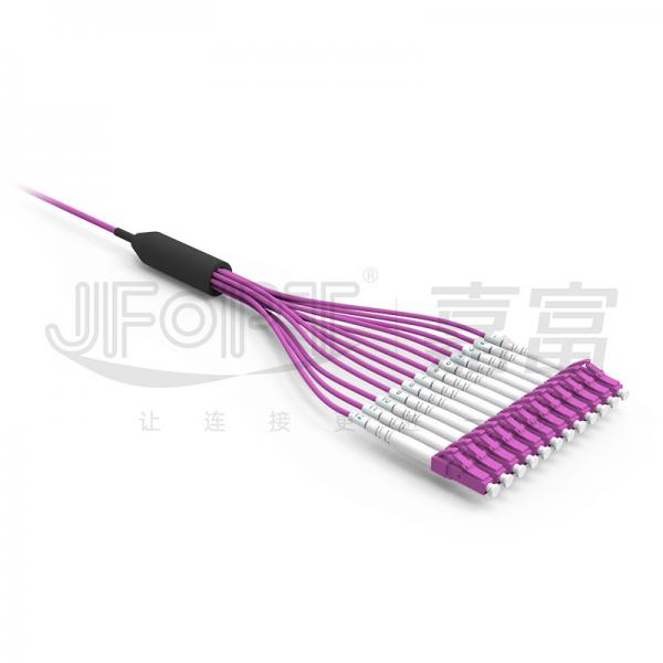 Quality Mini Cable 12 Core Pre Terminated Fiber Optic Cable With LC UPC Connectors Multimode OM4 Violet 0.5m Branch for sale