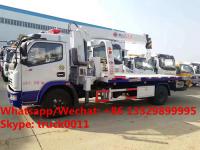 China NEW DONGFENG 4*2 4 Ton Flatbed Wrecker Tow truck With 4 Ton Crane for sale, wrecker truck with crane boom for sale factory