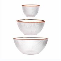 China ODM Transparent Crystal Glass Fruit Bowls Dinnerware With Gold Rim factory