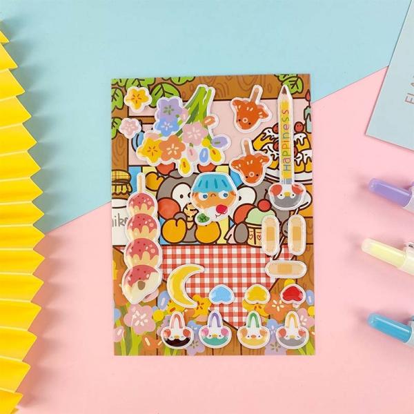 Quality 0.7mm Cartoon Sticker Sheet Soft Elastic 3D Puffy Stickers For Business Gifts for sale