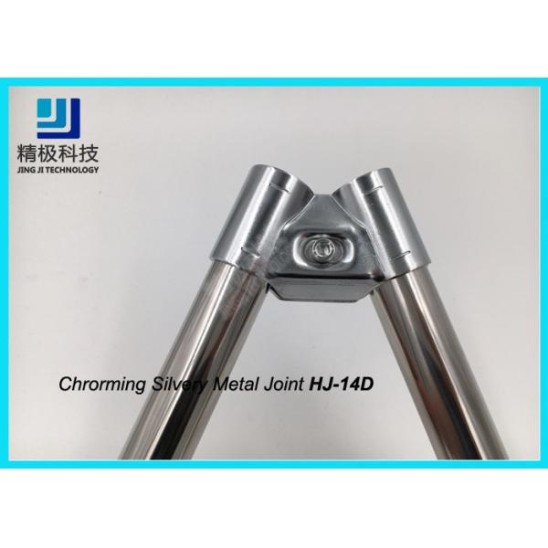 Quality Oblique Double Chrome Pipe Connectors Clamp Clip Lean Tube For Floor Display Board for sale