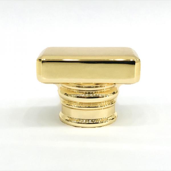 Quality Classic Zinc Alloy Gold Rectangle Shape Metal Zamac Perfume Bottle Cap for sale