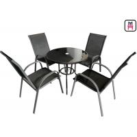 China Coffee Shop Outdoor Restaurant Tables Textilene Garden Furniture With Arm Chairs for sale