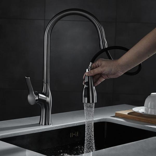 Quality 3 Functions Sprayhead Pull Down Kitchen Faucet In Matte Black Brushed Nickel for sale