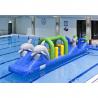 China Colorful Double Dolphin 12m Aqua Run Inflatables , Blow Up Water Islands For Pool factory