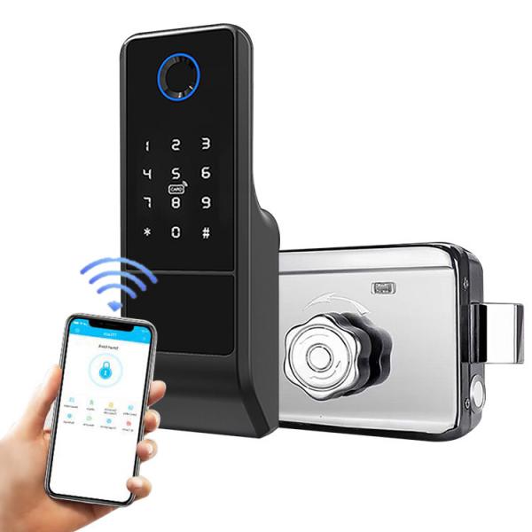 Quality Tuya Wifi APP Biometric Finger Print Smart Door Lock Fingerprint Door Handle Digital Keyless Lock for sale