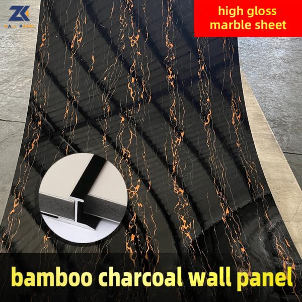 Quality Factory Direct Sales 1.22*2.44 M PET High Gloss Marble Bamboo Charcoal Wall Panel for sale