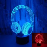 China New Headphones Model 3D LED night Lights custom OEM music sign logo picture Advertising display Ambient Table Lamps factory