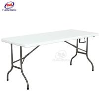 China 6ft Lightweight Round Outdoor Table And Chairs White Plastic Rectangular Folding Table factory
