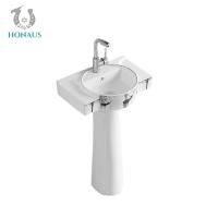 China Ceramic Slim Full Pedestal Wash Basin Hand Wash Basin Pedestal Sink Customised Pattern factory