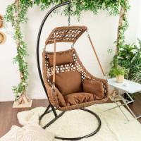 China Washable Hanging Basket Swing Chair Balcony Hanging Wicker Basket Chair factory
