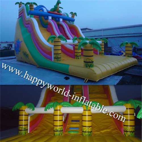 China Inflatable dinasour slide , commercial inflatable slide , giant slip n slide for sale