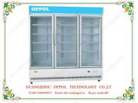 China OP-208 Beverage Refrigerator Triple Doors Beverage Cooler Supermarket Freezer factory
