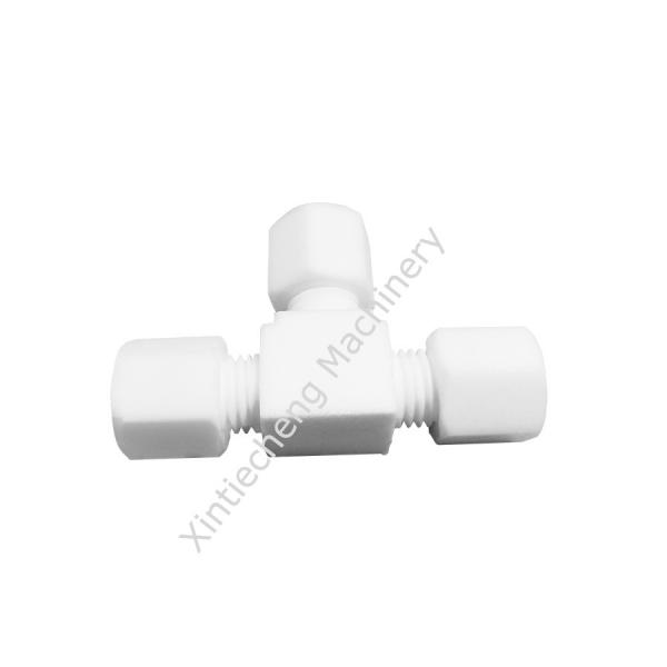 Quality Corrosion Resistant White PTFE T Joint Fitting -200 To 250 Degree Plastic T Connector for sale