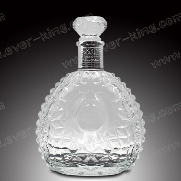 Quality Glass cap 500 ML Round Oval Rum Tequila Bottle for sale