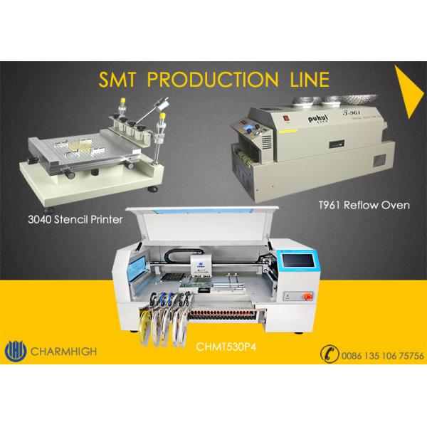 Quality Advanced SMT Production Line , 4 Heads Pick And Place Machine CHMT530P4 , 3040 Printer, T961 Reflow Oven for sale