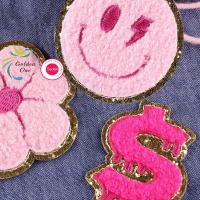 China Custom Sticker Smile Face Patch Embroidery Iron On Chenille Patches Heat Press For Kid factory