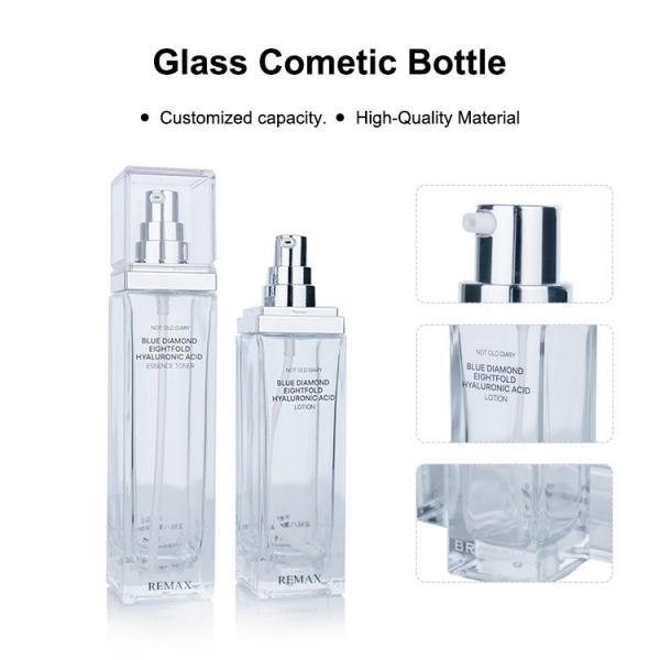 Quality 100ml 120ml Square Transparent Lotion Bottles Small Glass Containers For for sale