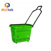 China Plastic HDPP Supermarket Basket With Wheels 45L Capacity factory